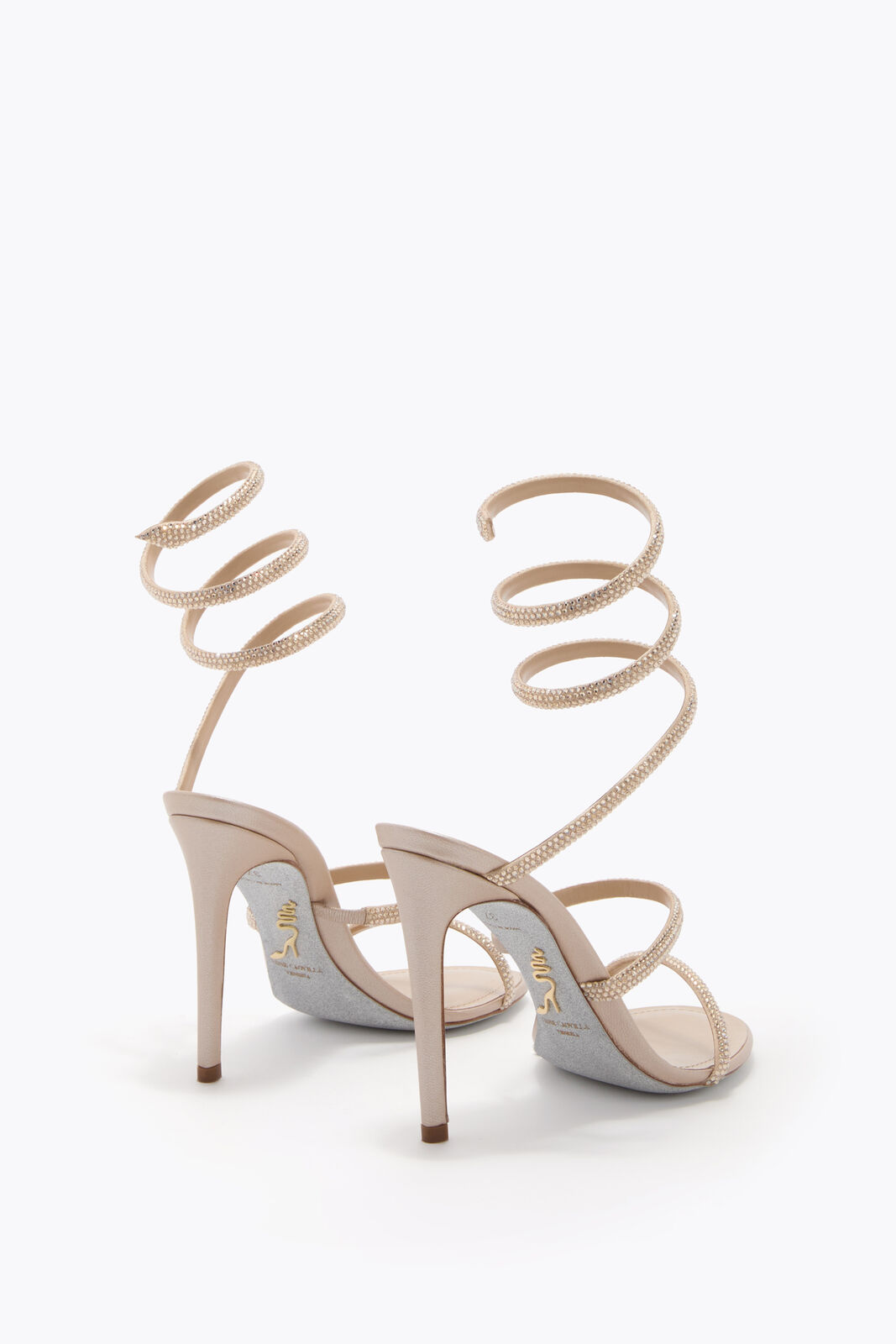 René Caovilla Cleo 105 Sandals in Satin — Champagne 3