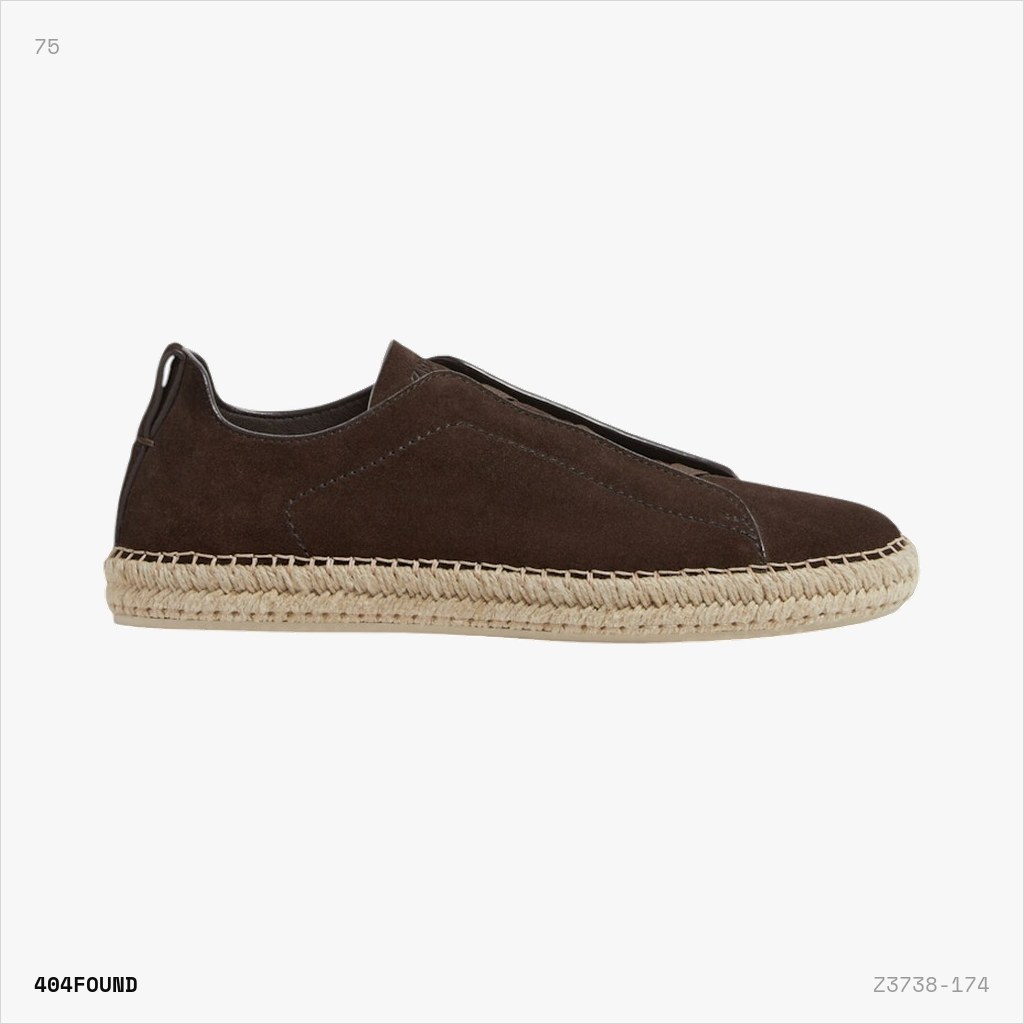 Zegna Suede Triple Stitch Espadrille — Dark Brown
